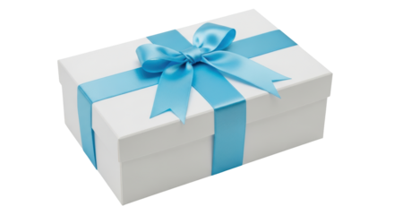 Isolated Gift Box with Blue Ribbon