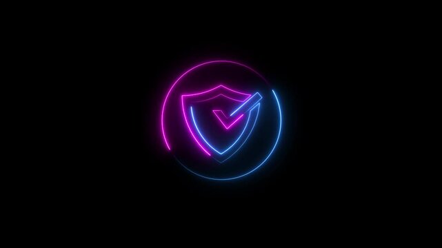 Cyber icon, verified icon, security icon and data privacy with check mark icon concept on dark background.