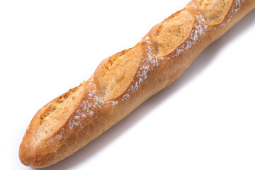 Freshly Baked French Baguette isolated on white background
