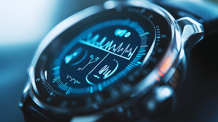 Smartwatch Displaying Health Metrics with Heart Rate and Steps