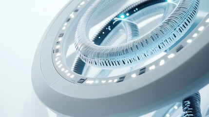 Naklejka premium Futuristic Coiled Structure with Illuminated Details