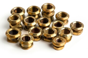 clear pixel picture of Brass fittings with rubber washers on white background
