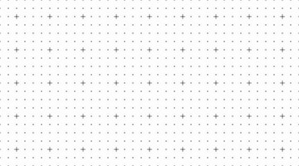 Graph paper pattern. Seamless square grid texture with dots and crosses. Transparent vector illustration.