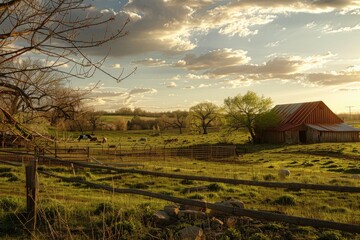 Detailed Color Image of Countryside Farm Landscape