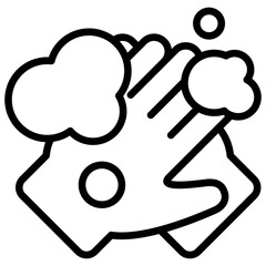 Hand Wash - Outline Style Icon - Hands under soap suds, representing cleanliness and hygiene routine
