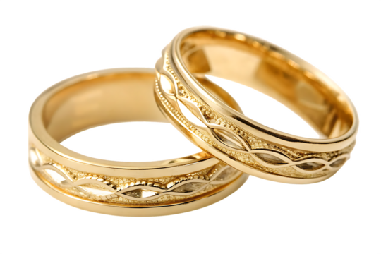 a collection of wedding rings for both men and women  isolated on white background PNG ,ai generated