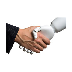 Robot handshake: ai, technology, and human connection on transparent background