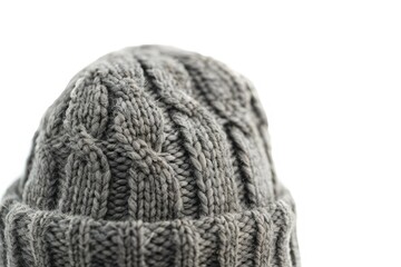 High Quality Picture of Gray Wool Knitted Hat Isolated on White