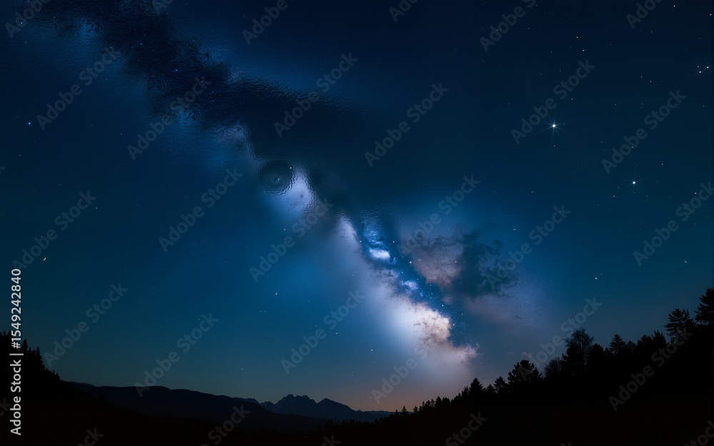 Wall mural stunning night sky with the milky way stretching across a starry backdrop. ideal for nature and astr