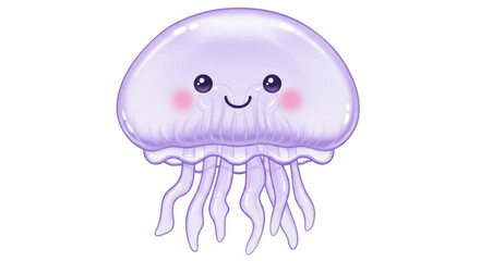 Isolated Cute Cartoon Jellyfish