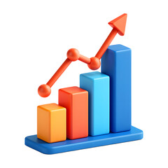 Growth chart: business growth, sales increase, and financial success on transparent background