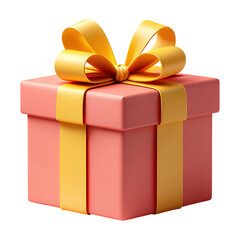 Gift box present with ribbon and bow on transparent background