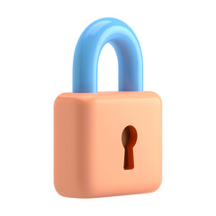 3d padlock security lock illustration on transparent background