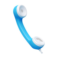 Blue telephone handset receiver - retro phone on transparent background