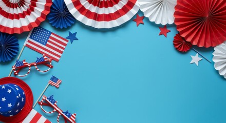 Obraz premium Festive american patriotic decorations for independence day celebration background