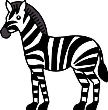 black and white zebra standing clip art preview