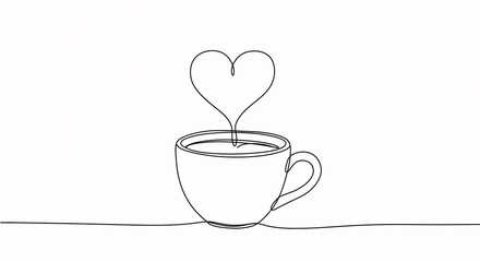 Hand Drawn Coffee and Tea Love Concept Sketch Illustration