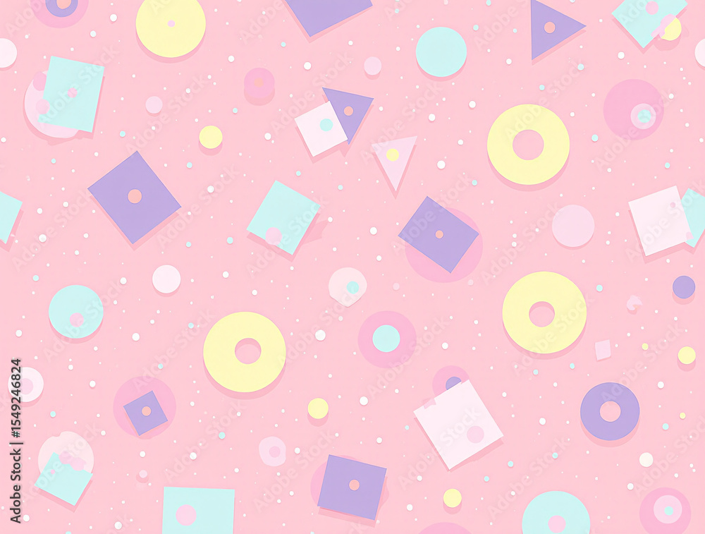 Poster trendy seamless retro pattern featuring geometric shapes and vibrant colors, fun colorful line doodl