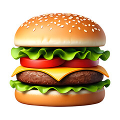 Delicious burger image: food, cheeseburger, and fast food on transparent background