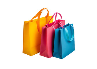 brightly colored shopping bags isolated on white background PNG ,ai generated