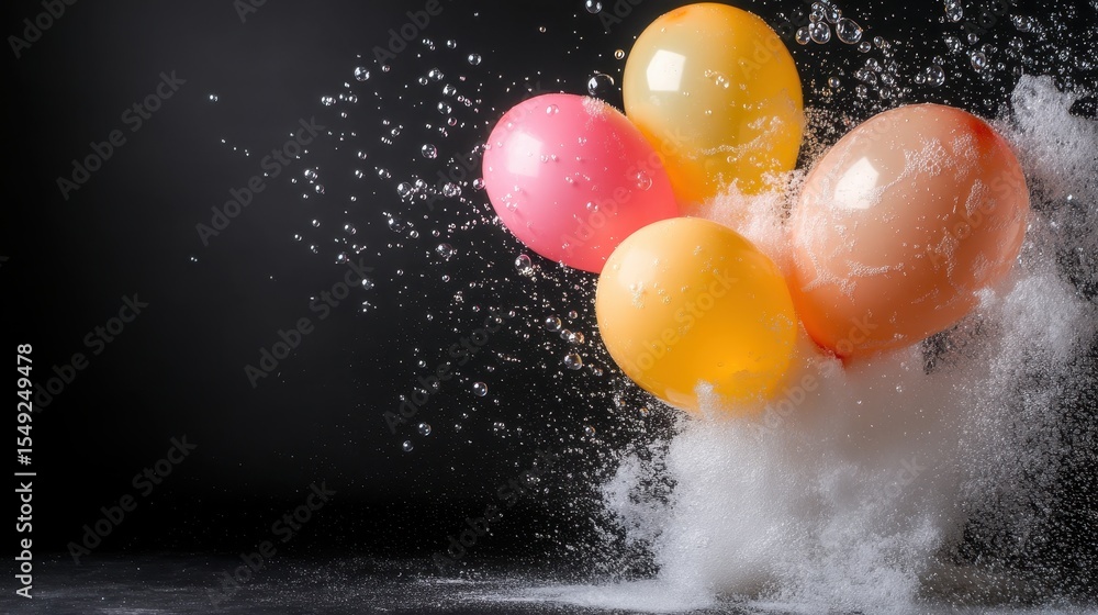 Poster a vibrant explosion of colorful balloons creates a mesmerizing aesthetic, showcasing a dynamic displ