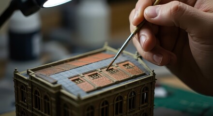 Fototapeta premium Model Builder Painting Architectural Miniature