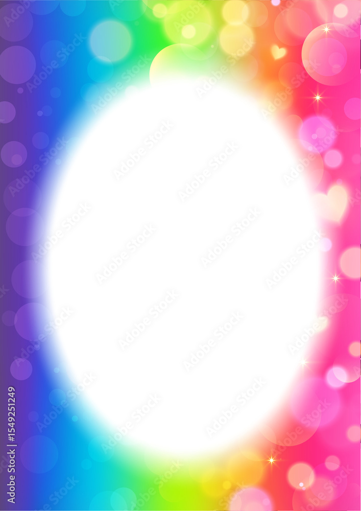 Aufkleber gradient frame with blurred border and bokeh. abstract rainbow design. cute glowing neon template. m