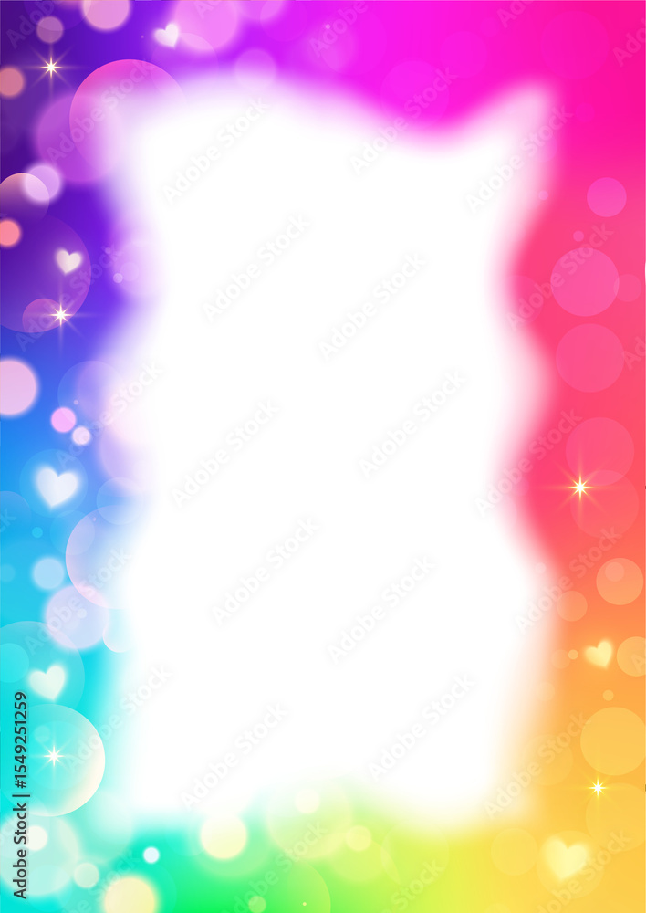 Aufkleber gradient frame with blurred border and bokeh. abstract rainbow design. cute glowing neon template. m