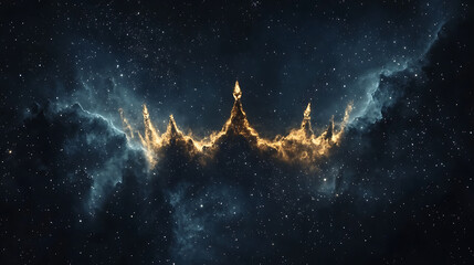 Cosmic Crown: A Nebula's Fiery Formation in the Night Sky