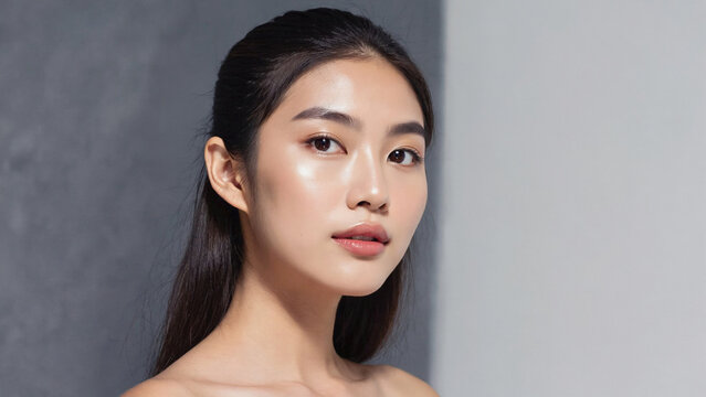 A woman posing in a strapless top, perfect for use as a model or fashion reference