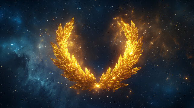 Golden Laurel Wreath Against a Starry Cosmic Background