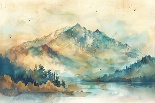 Mountain painting landscape outdoors.