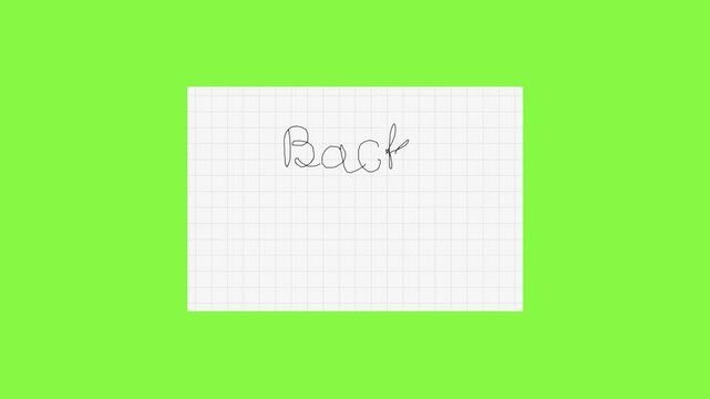 Handwritten back to school message on a sheet of squared paper