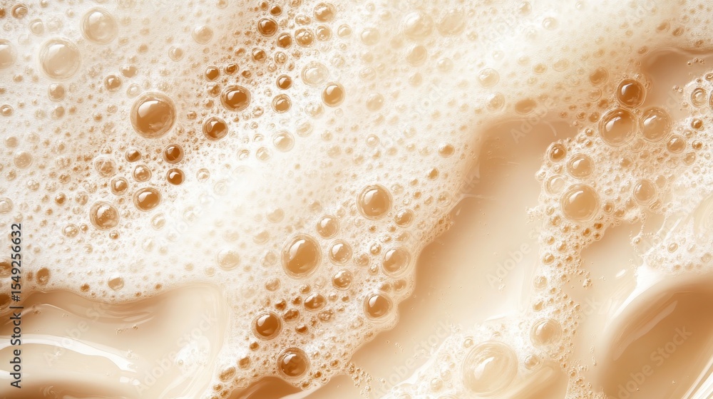 Poster this abstract image features a close-up of creamy liquid foam filled with bubbles, creating an intri
