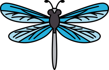 black and white isolate icon vector of dragonfly