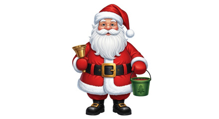 Isolated Santa Claus with Bell and Bucket