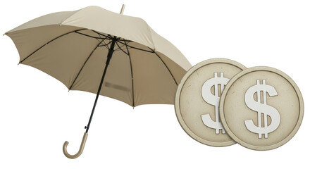 Isolated Umbrella and Money
