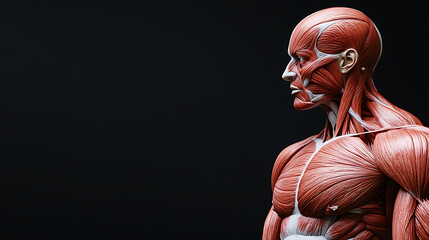 Detailed Anatomy of Human Muscular System Highlighting Facial and Torso Muscles