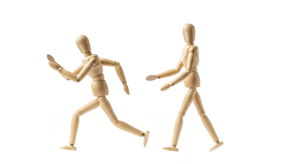 Wooden Mannequins Running And Walking