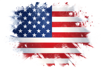     grungy american flag for fourth of july decoration isolated on white background  PNG ,ai generated