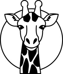 isolate black and white giraffe icon vector