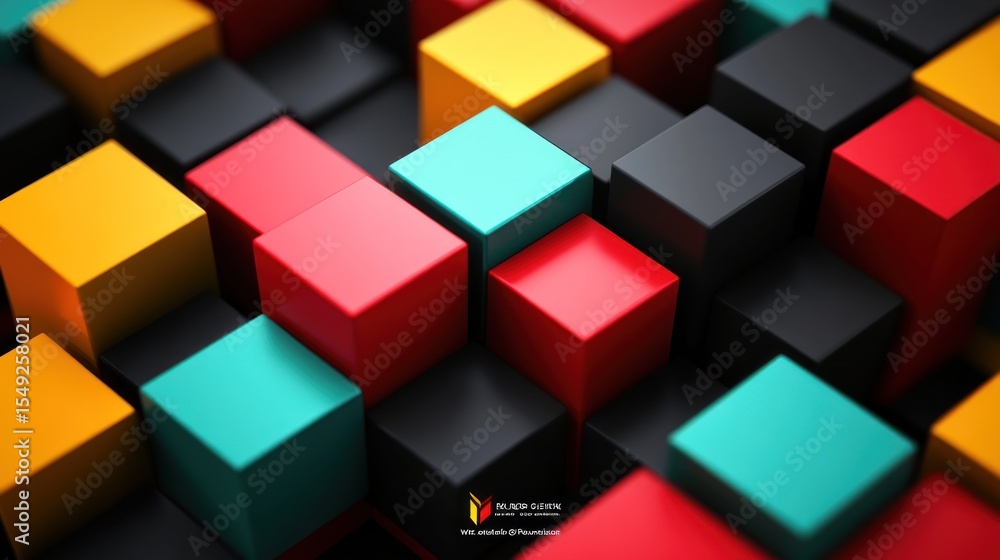 Poster abstract multicolored cubes background with a modern and minimalist style