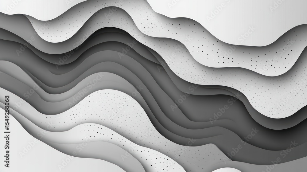 Poster abstract monochrome layered paper cut background with seamless dots patterns and wavy shapes