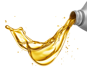 Golden Oil Pouring in a Dramatic Splash. A dynamic image showcasing a dramatic splash of golden oil pouring from a silver container against a pure black background.