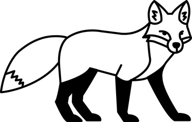 isolate black and white fox icon vector