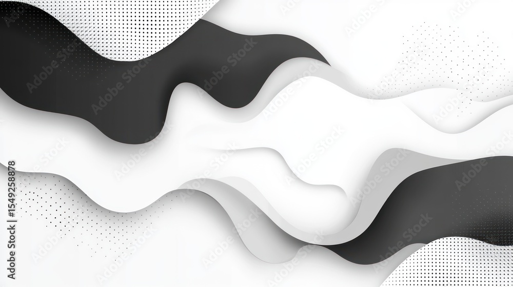 Poster modern abstract background with 3d fluid shapes and halftone effect