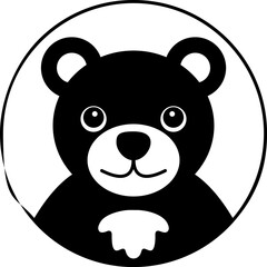isolate black and white bear icon vector