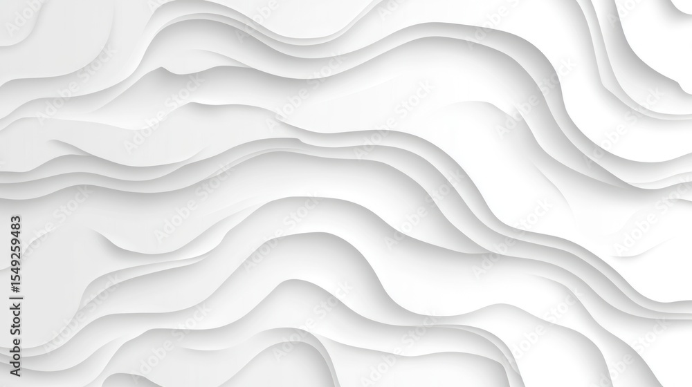 Poster elegant white abstract background with wavy lines and subtle shadows, creating a modern and sophisti