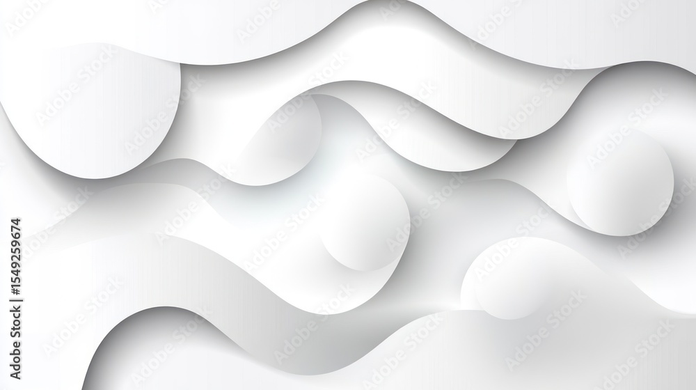 Poster elegant white abstract background with flowing shapes and subtle shadows