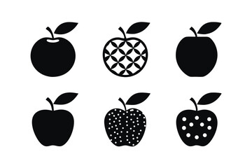 set of Apple icon  vector silhouette illustration isolated on white background